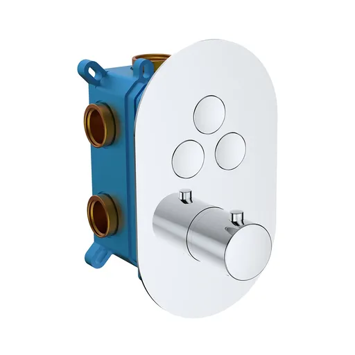 Mereo Termostatická podomítková tlačítková baterie 3-cestná oválný kryt CB60157TB