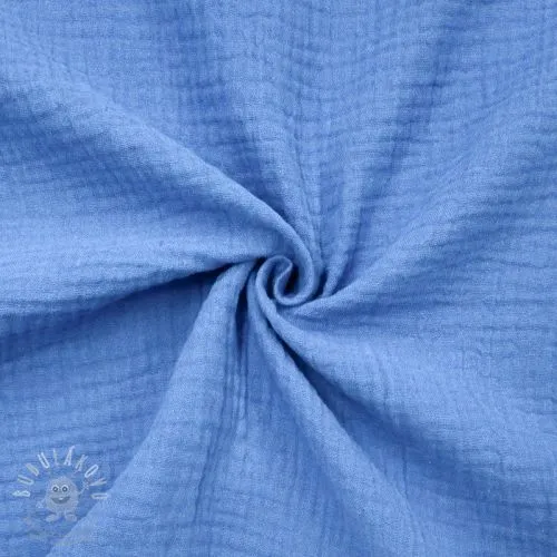 Dvojitá gázovina/mušelín royal blue ORGANIC