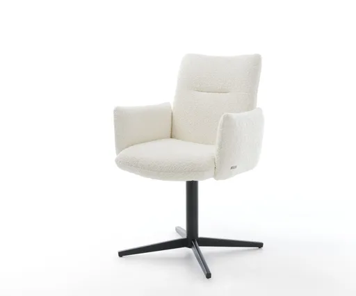 Jídelní židle Jova-Flex s područkami bouclé bílá podnož černá