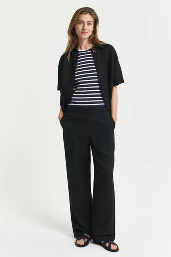 KALHOTY GANT REL LINEN BLEND PULL ON PANTS BLACK