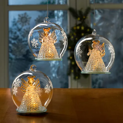 LED vánoční koule s andělem