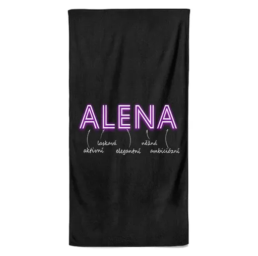 Osuška Ženská jména – NEON (Jméno: Alena, Velikost osušky: 70x140cm)