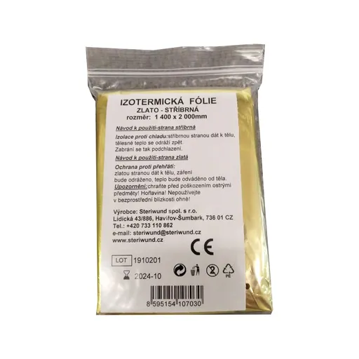Steriwund Izotermická folie 140 cm x 200 cm 1 ks zlato/stříbro