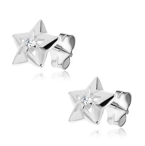 Stříbrné náušnice 925 - hvězdička s výřezy a se zirkonem