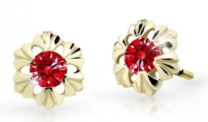Cutie Jewellery Zlaté dětské náušnice C2213-30-X-1 červená