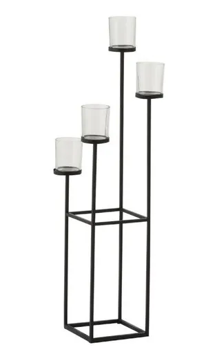 Kovový svícen na čajové svíčky - 23*23*74cm J-Line by Jolipa