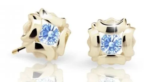 Cutie Jewellery Slušivé dětské náušnice ze žlutého zlata C2216-30-X-1 světle modrá