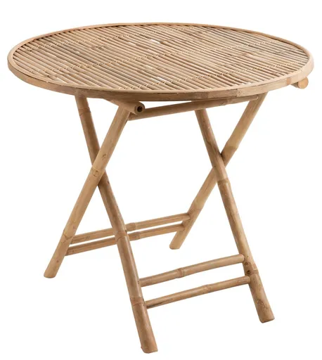 Přírodní bambusový kulatý skládací stůl Bamboo Pliable - Ø 90*76cm J-Line by Jolipa
