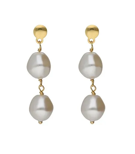 Victoria Cruz Pozlacené visací náušnice s perlami Sera A5560-00DT