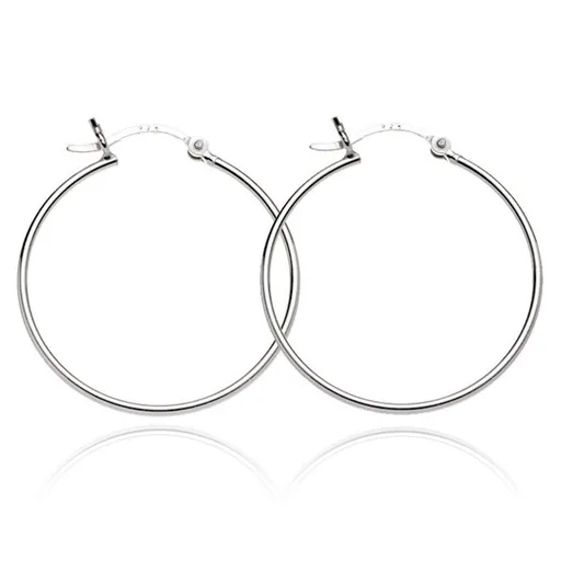 Kulaté stříbrné náušnice 925 - tenká, lesklá linie, 25 mm