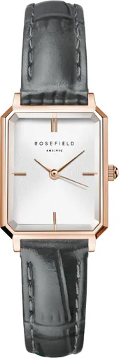 Rosefield Octagon XS White Grey Leather Rose Gold OWGLR-O87