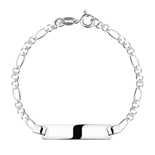 Stříbrný náramek 925 - zaoblený obdélníkový pásek, řetízek Figaro