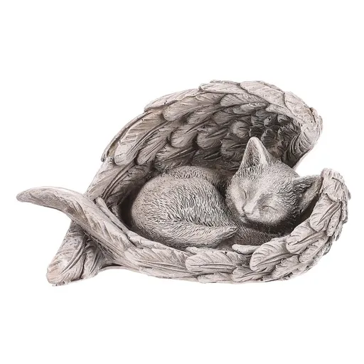 Pietní dekorace Kočka v křídlech, polyresin, šedá, 13 x 7 x 8 cm