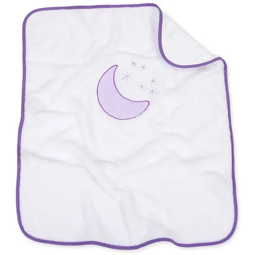 Mamo Tato Oboustranná chlupáčková dečka s vyšívkou 75 x 90 cm, Měsíček, bílá/fialová
