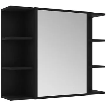 Shumee Koupelnová skříňka se zrcadlem - černá, 80 × 20,5 × 64 cm, dřevotříska (802607)