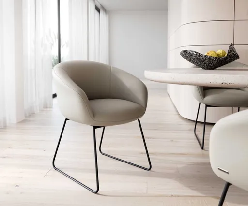 Jídelní židle Vinka-Flex tenká podnož kovová černá pravá kůže