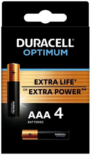 DURACELL Optimum alkalická baterie mikrotužková AAA 4 ks (42391)