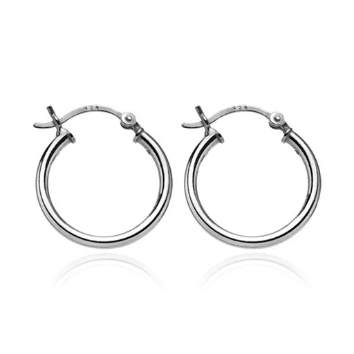 Stříbrné náušnice 925 - kruhy s jednoduchým designem, 16 mm