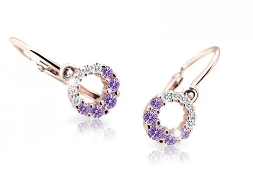 Cutie Jewellery Dětské náušnice z růžového zlata C2154-10-X-4 fialová