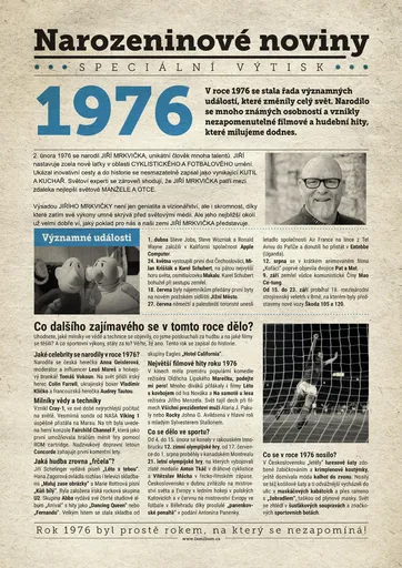 Narozeninové noviny 1976 s vlastní fotografií a textem, S fotografií a textem