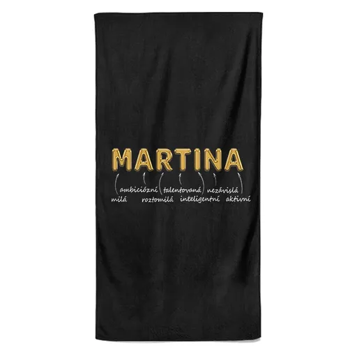 Osuška Ženská jména – GOLD (Jméno: Martina, Velikost osušky: 100x170cm)