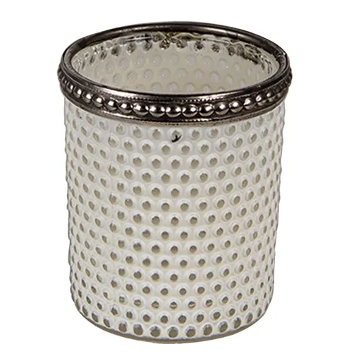 Bílý skleněný svícen Reyna - Ø 6*7 cm Clayre & Eef