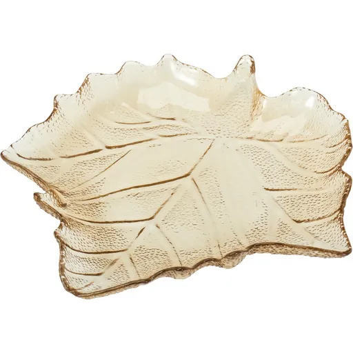 Skleněný tác List 26,3 × 25,5 × 4 cm, béžová