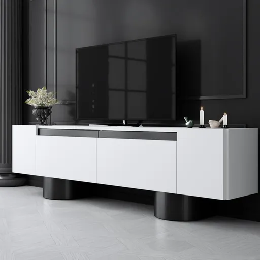 TV stolek Bohem - White, Black