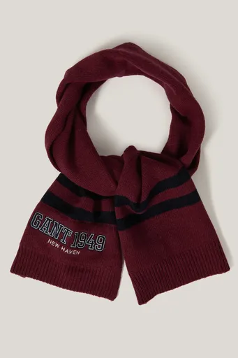 ŠÁLA GANT 1949 STRIPED KNITTED SCARF WINE RED