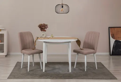 Jídelní set s rozkládacím stolem a židlemi (3 kusy) Vina 0900 - White, Stone