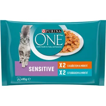 PURINA ONE SENSITIVE multipack kuře ve šťávě 4 × 85 g (7613287903938)