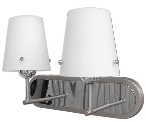 Dvojitá nástěnná lampa chrom/saténově bílé skleněné stínidlo 2x60W E27 Tango