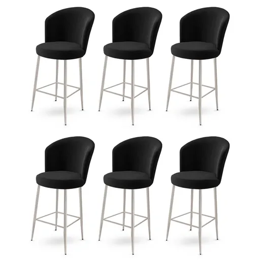 Bar Stool Set (6 Pieces) Alte - Black, Chrome
