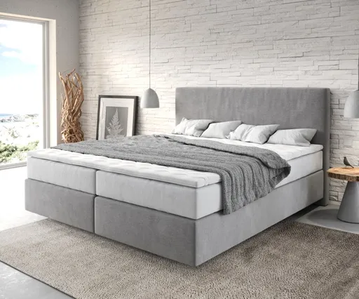 Boxspring postel Dream-Well 180x200 cm mikrovlákno šedá