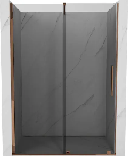 MEXEN/S Velar posuvné sprchové dveře 160, grafit, růžové zlato 871-160-000-41-60