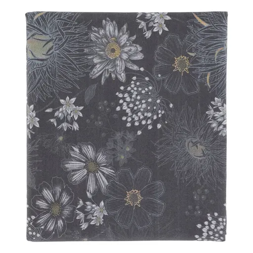 Tmavě šedý bavlněný ubrus s květy Aix Wild Flowers - 140*240 cm Chic Antique