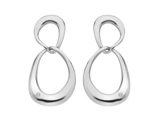 Hot Diamonds Půvabné stříbrné visací náušnice s diamanty Sleek DE742