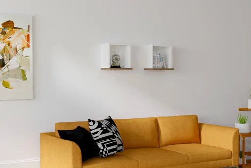 Nástěnná police Sevima - White, Walnut