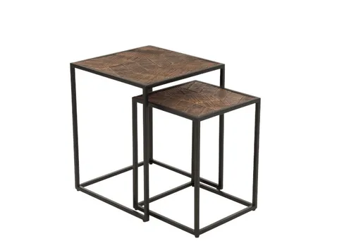 2 černé kovové odkládací stolky Christophe - 42*42*53cm J-Line by Jolipa