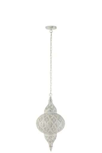 Bílé kovové závěsné světlo/lustr Oriental drop - Ø 31*133 cm J-Line by Jolipa