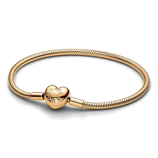 Pandora Romantický pozlacený náramek se srdíčkovým zapínáním Shine Moments 563050C00 19 cm