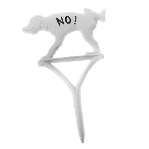 Litinový zahradní zápich Pes bílá, 37 x 21 cm