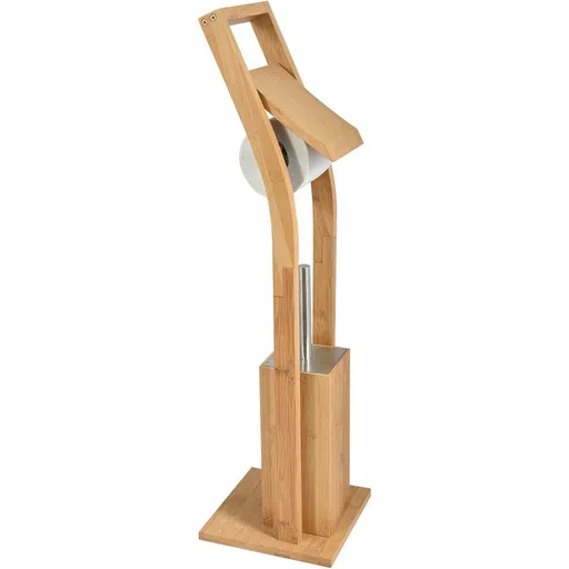 MSV Bambusový stojan na toaletní papír se štětkou 16 x 29 x 70 cm