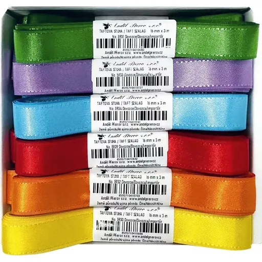 Stuhy taftové 16 mm x 3 m, mix 6 barev, 30 ks v krabičce