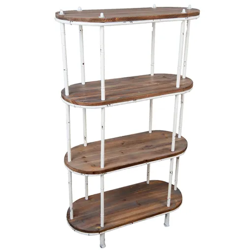 Dřevěný policový regál Lisa s bílou kovovou konstrukcí - 70*30*120 cm Clayre & Eef