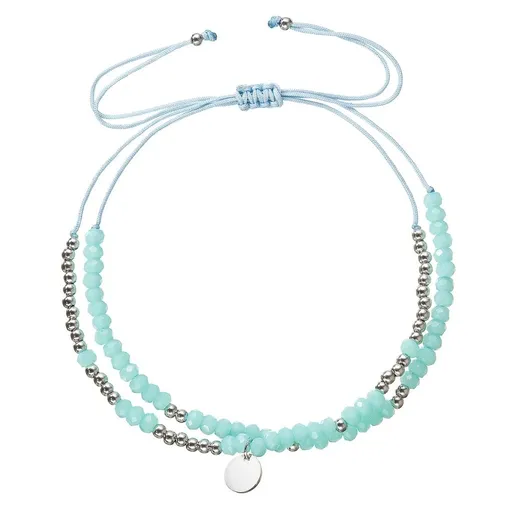 Evolution Group - Pavona Dvojitý textilní náramek s tyrkysovými korálky 13038.3