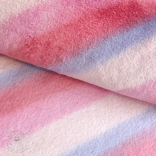 Umělá kožešina Rainbow diagonal stripe