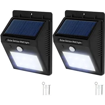 Tectake 2 Venkovní nástěnná svítidla LED integrovaný solární panel a detektor pohybu, černá (401735)
