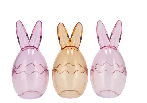 3ks pastelová skleněná dóza vajíčko s oušky Rabbi - Ø 8*17 cm daan kromhout