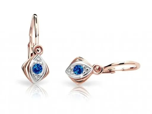 Cutie Jewellery Dětské náušnice z růžového zlata C1897-10-X-4 modrá